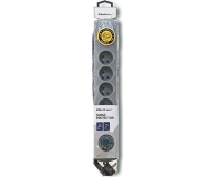 Qoltec Listwa antyprzepięciowa - 6 gniazd, 5m, szara - 1122547 - zdjęcie 4